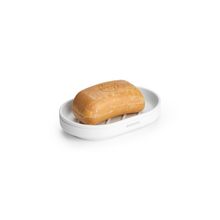 Load image into Gallery viewer, Brabantia MindSet Soap Dish - Mineral Fresh White, side view with soap bar.