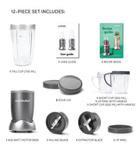 Load image into Gallery viewer, Nutribullet Multi-Function High Speed Blender, Mixer System with Nutrient Extractor, Smoothie Maker, Grey -9 Piece Accessories, 600 Watts