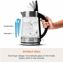 Load image into Gallery viewer, Nutricook Electric Glass Kettle, Double-Wall Heavy Duty - 1.7 Liters