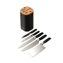 Load image into Gallery viewer, Nutricook Everyday 5-Piece Knife Set with Knife Holder - Black