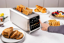 Load image into Gallery viewer, Nutricook 4-Slice Smart Toaster With Touch Screen, Stainless Steel - 1450W, in use with toasts.