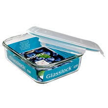 Load image into Gallery viewer, Glass Lock Airtight Rectangular Glass Food Container - 2000ml, angled view with open lid.