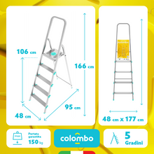 Load image into Gallery viewer, Colombo Libellula Aluminum Ladder - 5 Steps