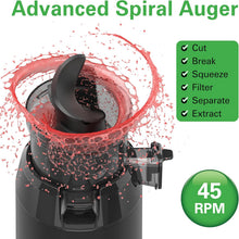 Load image into Gallery viewer, Hamilton Beach Slow Juicer with 130mm Wide Feeding Chute, Durable Auger, Auto-Residue Separation, Reverse Function - 250W
