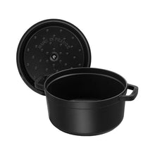 Load image into Gallery viewer, Staub Round Cast Iron Cocotte, Black - 26cm, 5.2 Liters