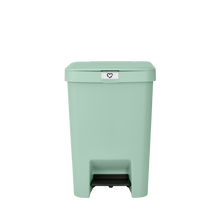 Load image into Gallery viewer, Brabantia StepUp Pedal Bin from Recycled Plastic - 25 Liters, Jade Green, front view.