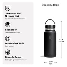 Load image into Gallery viewer, Hydroflask Wide Mouth Flex Slip Lid - 946ml (32oz), Black