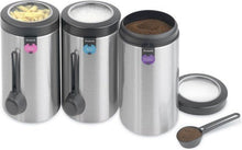 Load image into Gallery viewer, Brabantia Window Lid Food Canister with Magnetic Spoon - 1.4 Liters, Matt Steel Fingerprint Proof