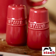 Load image into Gallery viewer, Staub Ceramic Salt & Pepper Shaker Set, Cherry Red - 7cm