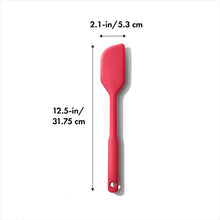 Load image into Gallery viewer, OXO Good Grips Silicone Everyday Spatula - Jam Red, graphic image with dimensions.