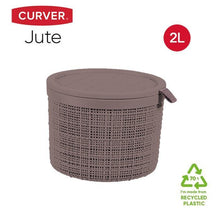 Load image into Gallery viewer, Curver Jute Round Baskets with Lid- 2L, 17 x 13cm