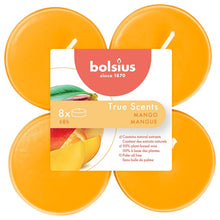 Load image into Gallery viewer, Bolsius True Scents Mango Maxi-Light Candles with Clear Cups, Scented - Pack of 8