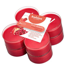 Load image into Gallery viewer, Bolsius True Scents Pomegranate Maxi-Light Candles with Clear Cups, Scented - Pack of 8
