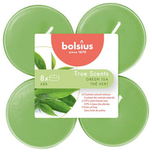 Load image into Gallery viewer, Bolsius True Scents Green Tea Maxi-Light Candles with Clear Cups, Scented - Pack of 8