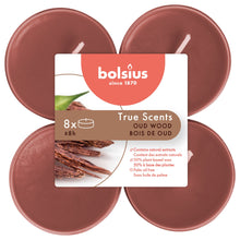 Load image into Gallery viewer, Bolsius True Scents Oud Wood Maxi-Light Candles with Clear Cups, Scented - Pack of 8