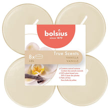 Load image into Gallery viewer, Bolsius True Scents Vanilla Maxi-Light Candles with Clear Cups, Scented - Pack of 8