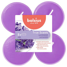 Load image into Gallery viewer, Bolsius True Scents Lavender Maxi-Light Candles with Clear Cups, Scented - Pack of 8