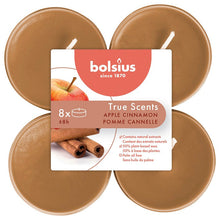 Load image into Gallery viewer, Bolsius True Scents Apple Cinnamon Maxi-Light Candles with Clear Cups, Scented - Pack of 8