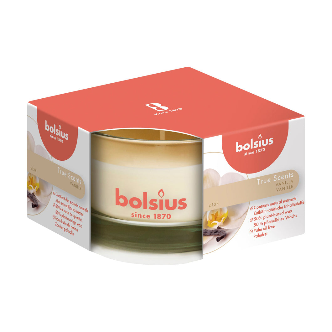 Bolsius True Scents Vanilla Candle in Glass, Scented - Available in different sizes