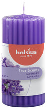 Load image into Gallery viewer, Bolsius True Scents Lavender Ribbed Pillar Candle 12/58mm, Scented