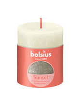 Load image into Gallery viewer, Bolsius Sunset Rustics Small Pillar Candle, Soft Pearl + Champagne - 80/68mm