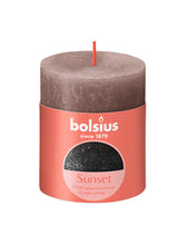 Load image into Gallery viewer, Bolsius Sunset Rustics Small Pillar Candle, Creamy Caramel + Anthracite - 80/68mm