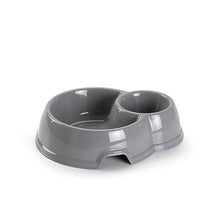 Load image into Gallery viewer, Plastic Forte Round Double Pet Bowl with Large & Small Compartments - Available in different colors