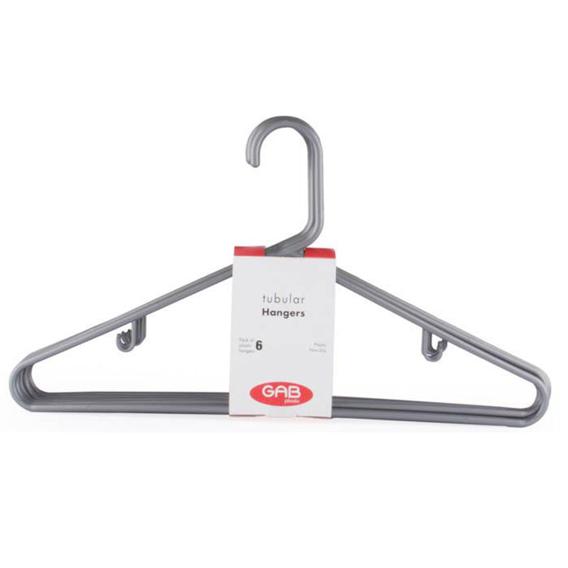 Gab Plastic Set of 6 Standard Adult Hangers - Available in several colors