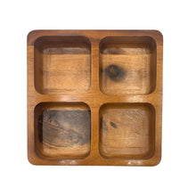 Load image into Gallery viewer, Topps Acacia Wood Square Platter with 4 Compartments - 22x 22cm