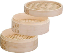 Load image into Gallery viewer, Ibili 2-Tier Bamboo Steamer with Lid, 20cm