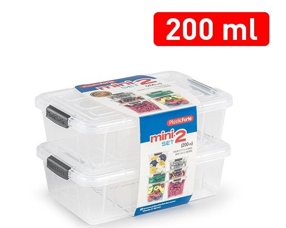 Plastic Forte Set of 2 Minibox, 200ml each