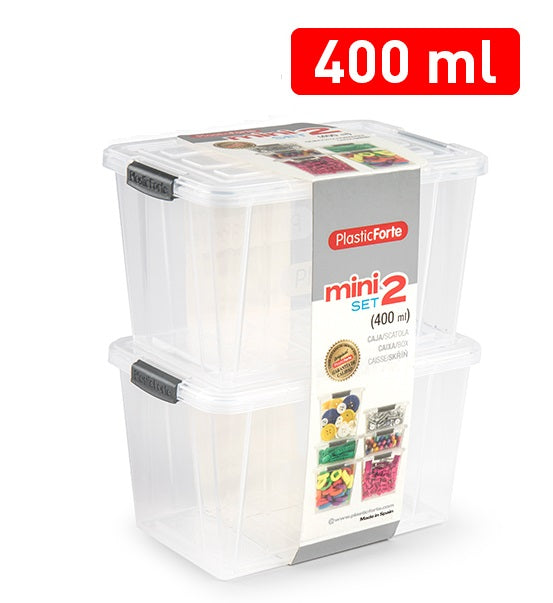 Plastic Forte Set of 2 Minibox, 400ml each