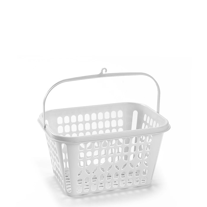 Plastic Forte Peg Basket with Handle, White