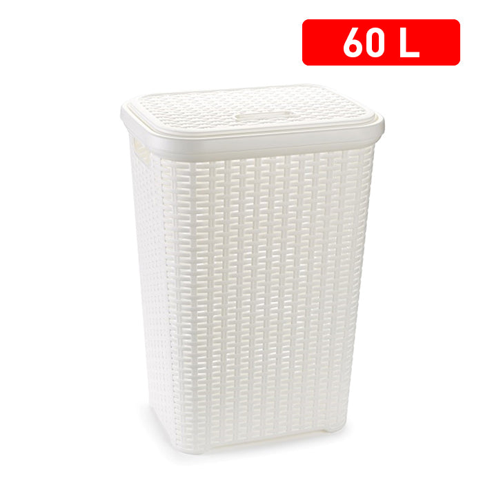 Plastic Forte Rattan Laundry Hamper, 60L - Available in different colors
