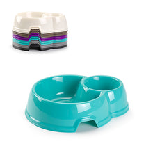 Load image into Gallery viewer, Plastic Forte Round Double Pet Bowl with Large &amp; Small Compartments - Available in different colors
