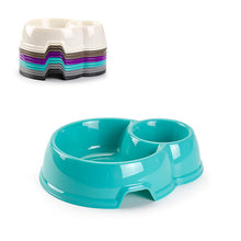 Load image into Gallery viewer, Plastic Forte Round Double Pet Bowl with Large & Small Compartments - Available in different colors