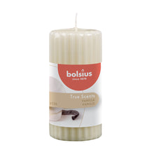 Load image into Gallery viewer, Bolsius True Scents Vanilla Ribbed Pillar Candle 120/58mm, Scented