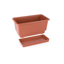 Load image into Gallery viewer, Gab Plastic Rectangular Flower Planters with Tray, Brown – Available in several sizes
