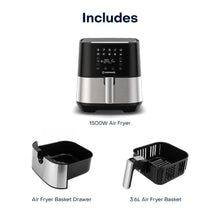 Load image into Gallery viewer, Nutricook Air Fryer 2, Digital Control Panel Display, 10 Preset Programs with built-in Preheat function, Brush Stainless Steel/Black - 3.6 Liters, 1500 Watts
