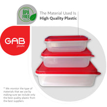 Load image into Gallery viewer, Gab Plastic Set of 3 Rectangular Food Containers Microwave Safe - Available in several colors