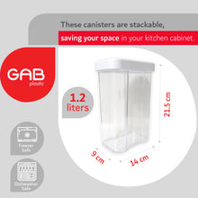 Load image into Gallery viewer, Gab Plastic Set of 3 Rectangular Food Canisters - White
