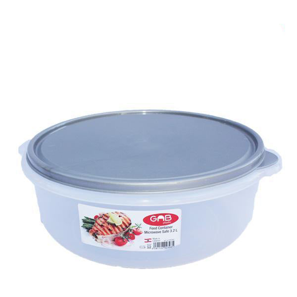 Gab Plastic Round Food Containers Microwave Safe - 3.2 Liters,  Available in several colors