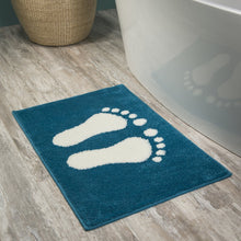 Load image into Gallery viewer, Sealskin Bath Mat with Footstep Design - Turquoise, 60 x 90cm