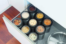 Load image into Gallery viewer, Brabantia Window Lid Food Cansiters with Magnetic Measuring Spoons, Set of 3 - 1.3L - Matt Steel