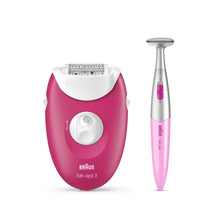 Load image into Gallery viewer, Braun Silk-Épil 3 Epilator with 2 Extras Including Silk-Épil Bikini Trimmer & Massage Rollers