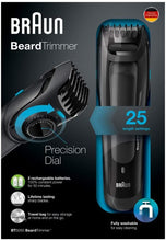 Load image into Gallery viewer, Braun Beard Trimmer with 2 Comb Attachments + Soft Bag