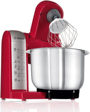 Load image into Gallery viewer, Bosch Kitchen Machine with 3.9L Stainless Steel Mixing Bowl - 600W, Red & Silver