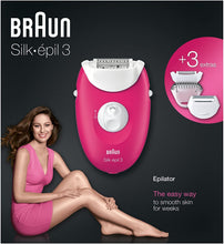 Load image into Gallery viewer, Braun Silk-Épil 3 Epilator with 3 Extras including Shaver Head, Trimmer Cap & Massage Rollers