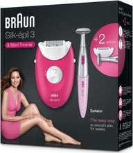 Load image into Gallery viewer, Braun Silk-Épil 3 Epilator with 2 Extras Including Silk-Épil Bikini Trimmer & Massage Rollers