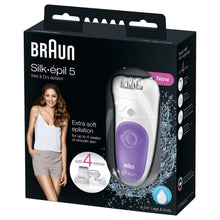 Load image into Gallery viewer, Braun Silk-Épil 5 Wet & Dry Cordless Epilator with 5 Extras including a Shaver Head and a Trimmer Cap